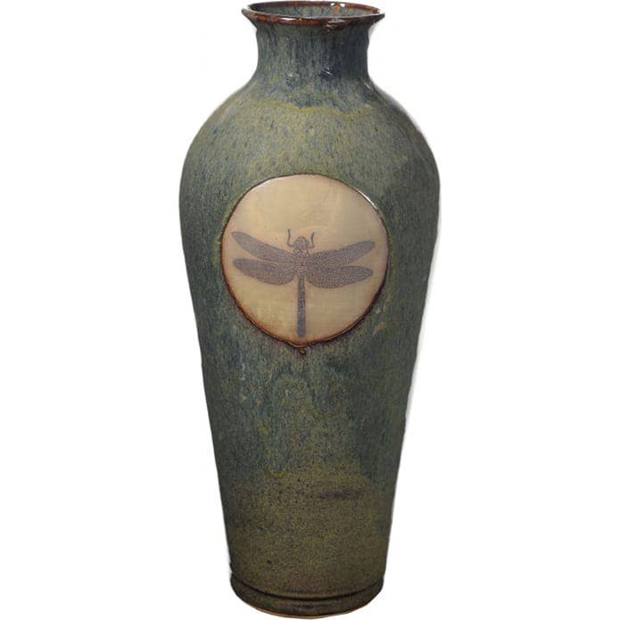 Dragonfly Tall Vase (made to order) for wholesale by Always Azul Pottery