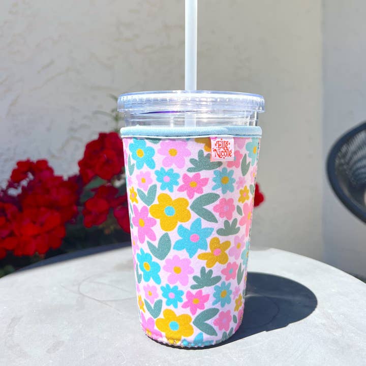 Elle Nicole - Wholesale Drink Huggers & Koozies - Coffee Cup Cover - Sage Bloom - Iced Drink Sleeve