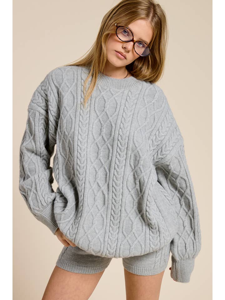 Mimosa - Wholesale Top & Short Set (NOT Loungewear) - Women's - Cable Knit Sweater and Shorts Set18