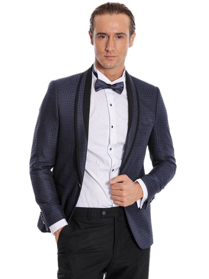 Marinblå Sjalkavajmönstrad Slim Fit Marinblå smoking | Wessi för wholesale på Faire
