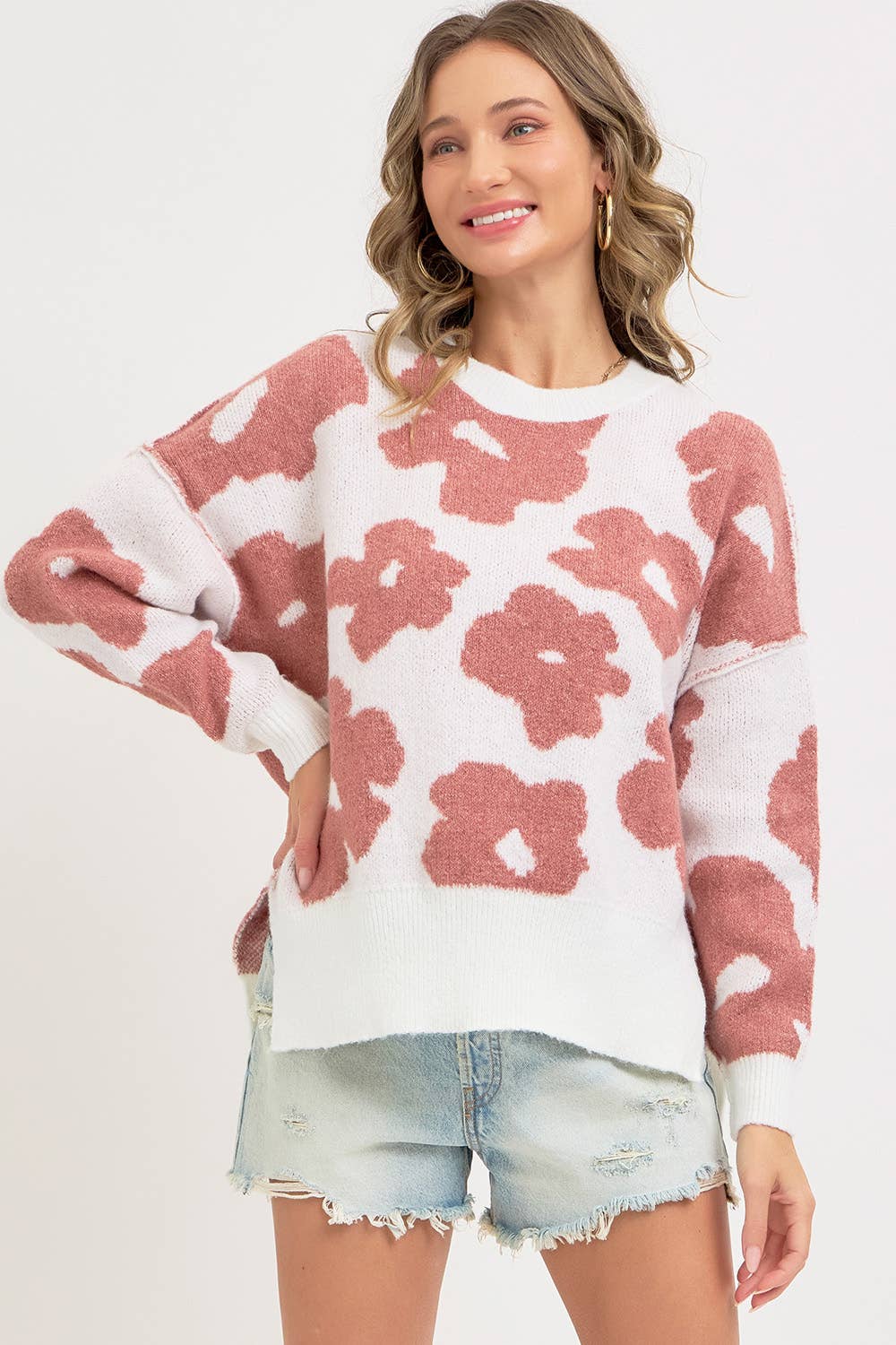 Sweet Lovely by Jen - Wholesale Knit Sweater - Women's - FLORAL LOOSE FIT SWEATER KNIT7