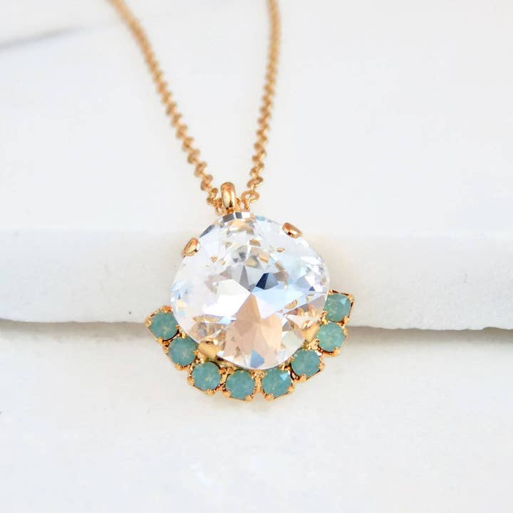 Mintgrüne und klare Kristallhalskette - Mintgrüne Halskette für den Großhandel von Love Your Bling®