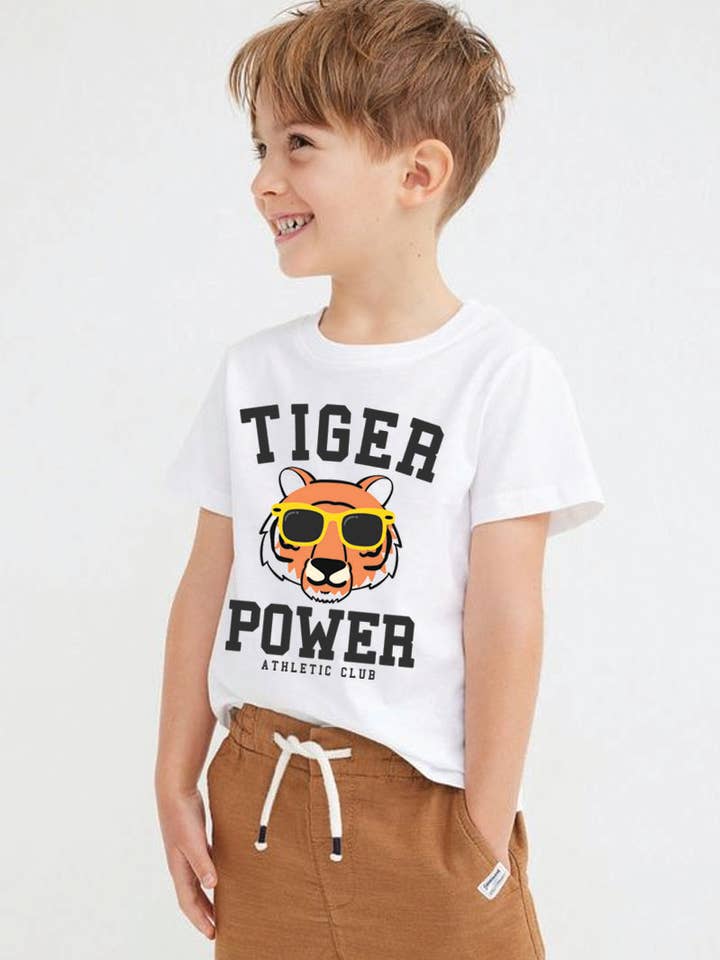L1011 - TIGER POWER graphic tee for wholesale by KNOCK ON THE STYLE