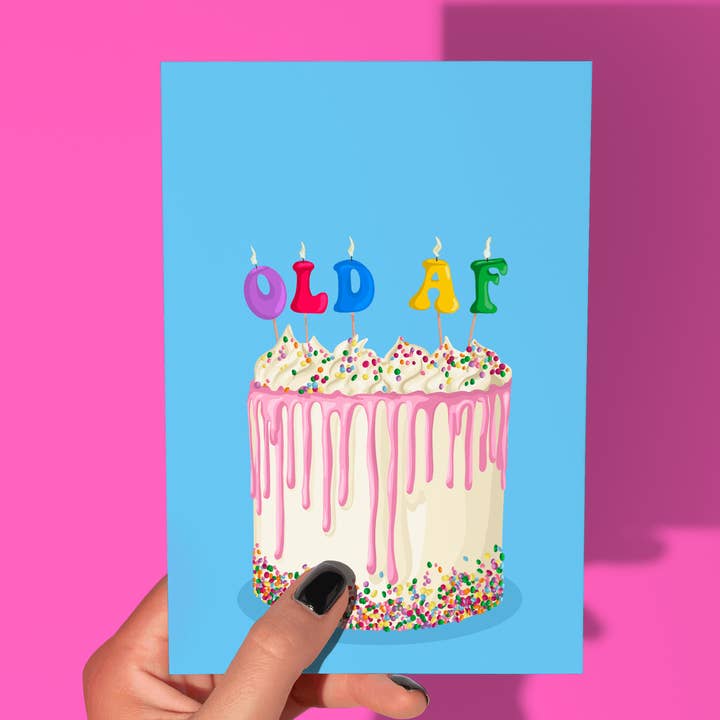 Old AF Birthday Card - Cake Birthday Card Old As F*ck Funny for wholesale by by Rosybum