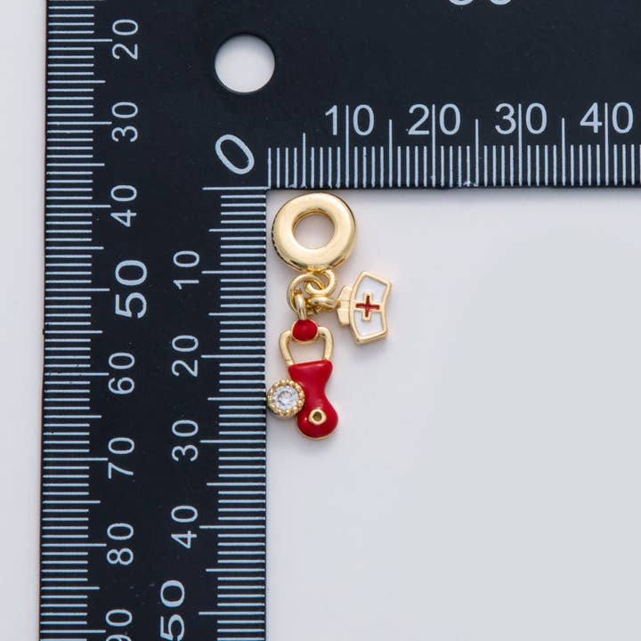 Aim Eternal - Wholesale Individual Charm/Pendant - 18K Gold Filled Nurse Stethoscope Rhondelle Drop Pendant | C2722