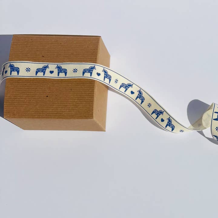 Scandinavian Hearts - Wholesale Ribbon - Gift Wrapping - Swedish Dala Horse Cotton Ribbon Gifts Crafts & Decor 5 yds4