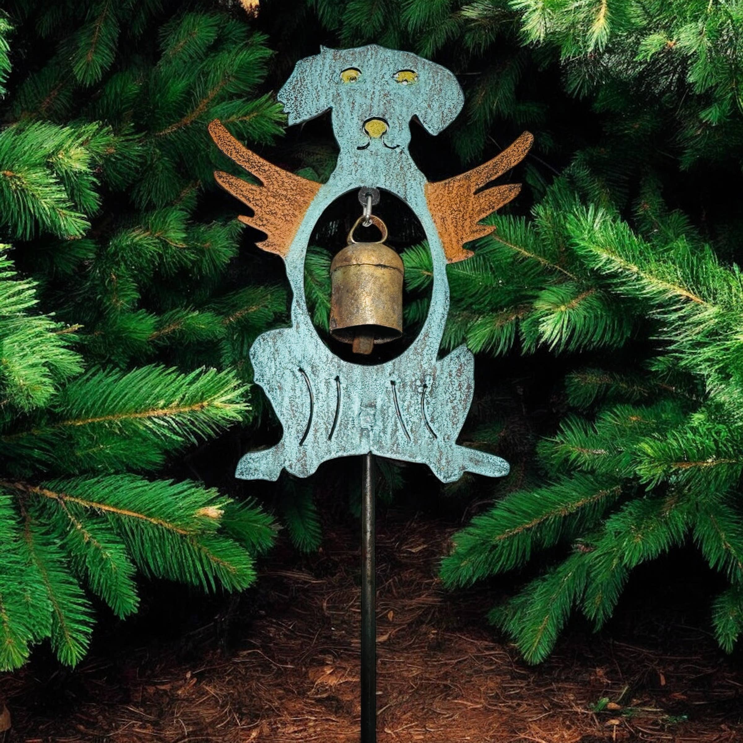 Whimsies - Wholesale Wind Chime - Dog plant stake bell Pet memorial metal dog gifts wind chime2