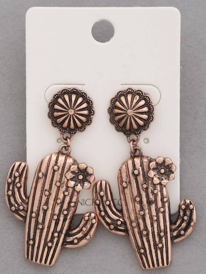 WESTERN STIJL CACTUS METALEN HANGENDE OORBELLEN HE-9829 voor wholesale door anbfashion