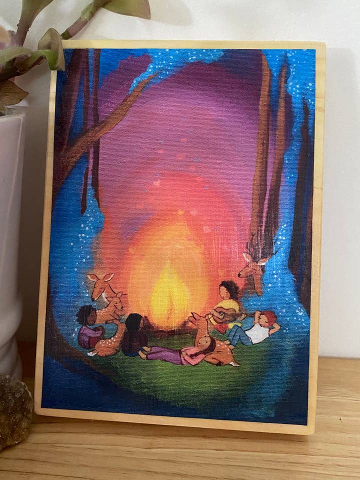 'Sing to the Fire' Woodblock Print for wholesale by Edie Art