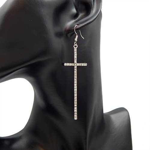 Diacly - Wholesale Dangle Earrings - Cross Pave Rhinestone Fish Hook Clasp Earrings1