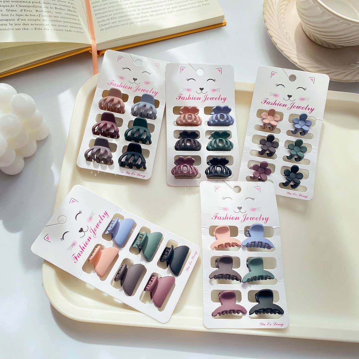ACCITY - Wholesale Hair Clip - Women's - Set of 6 Small Claw Hair Clips, Simple & Chic_CWAHA038613