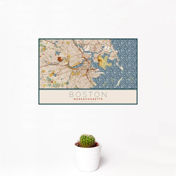 JACE.design - Wholesale Art Print - Boston MA Map Print Woodblock1