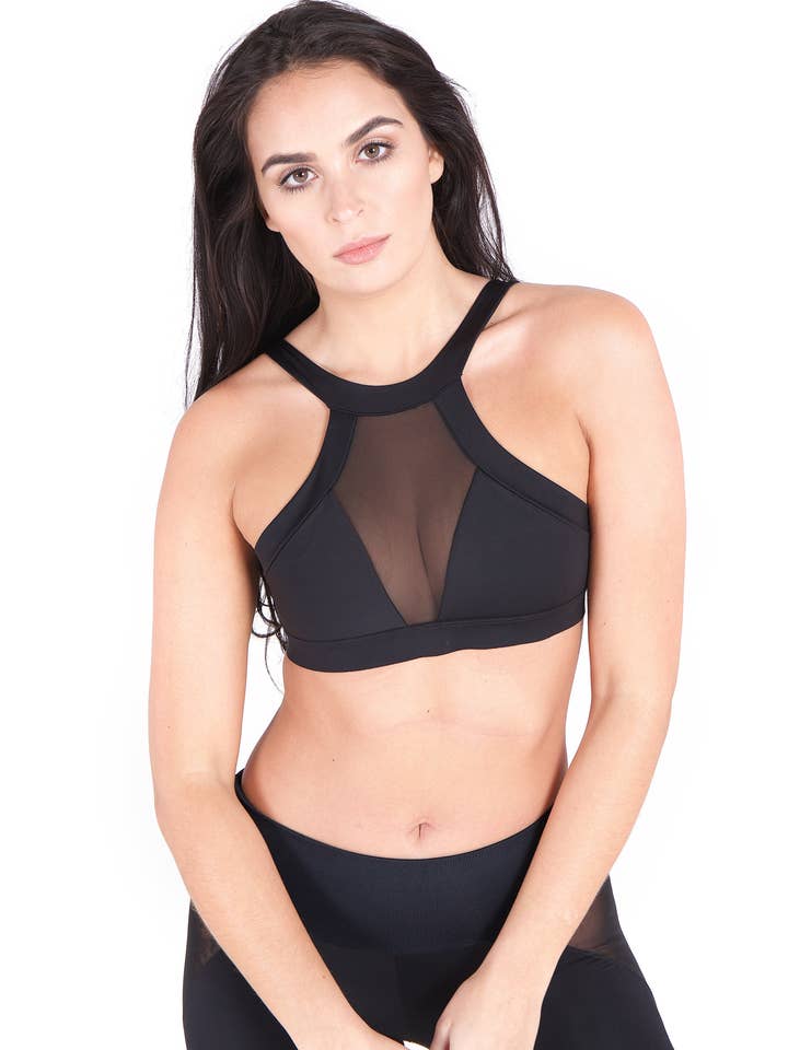 The Ruby Mesh Front Bra - Black for wholesale by Ray Activewear