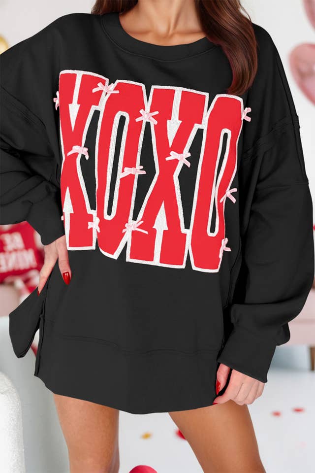 fashionworks - Vente Sweat-shirt – femme - Sweat-shirt ample à coutures apparentes imprimé Valentine Sequin XOXO2