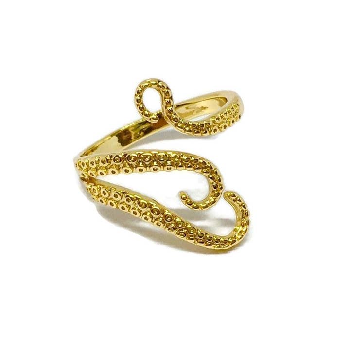 Gifts From The Crypt - Vendita all'ingrosso Anelli cocktail/statement - Anello Tentacolo di Polpo Oro / Argento | Regolabile Acquatico Mare
