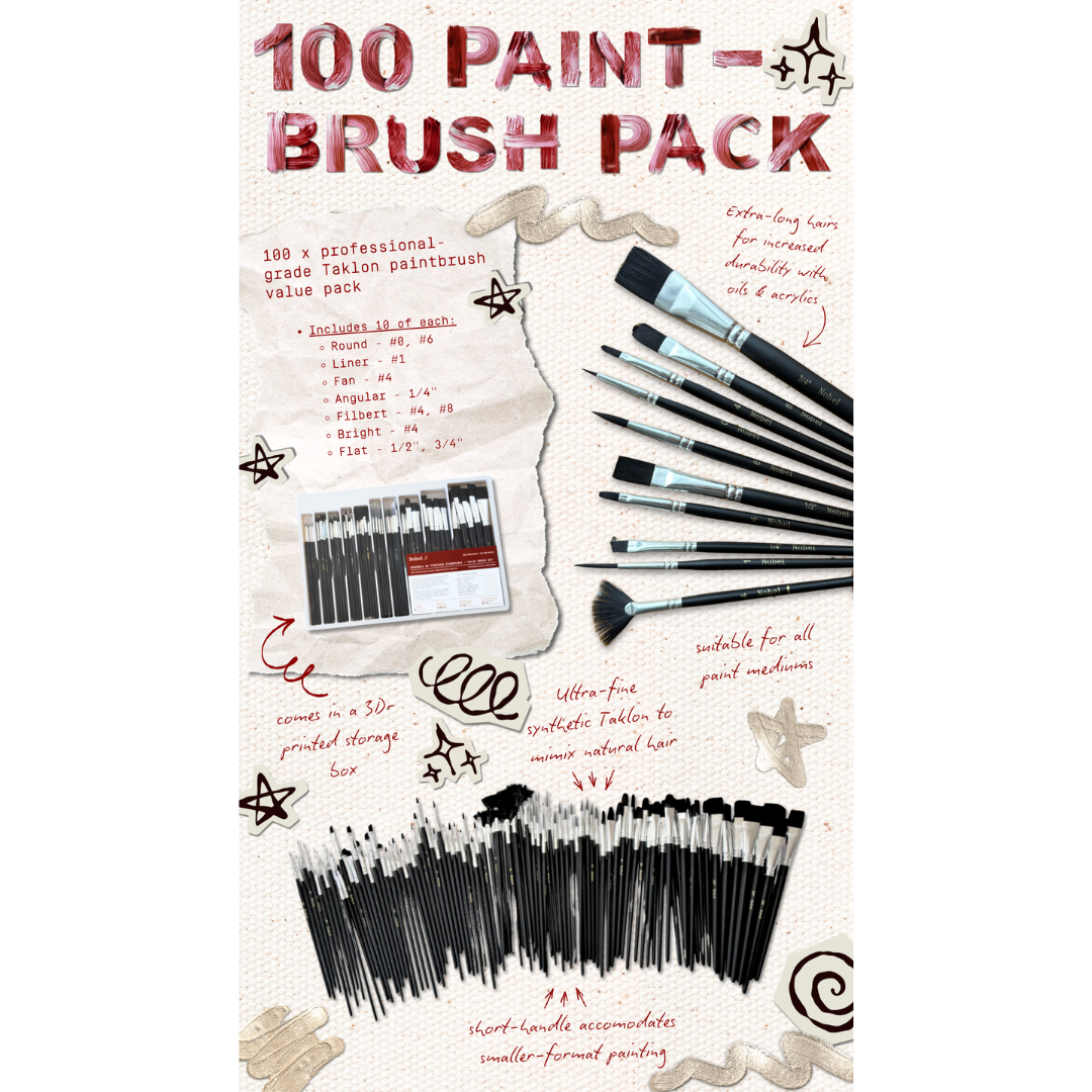 Nobel Arts - Wholesale Paint/Wax Brush - Nobel Value - 100 pcs Mixed Paintbrushes for Professionals2