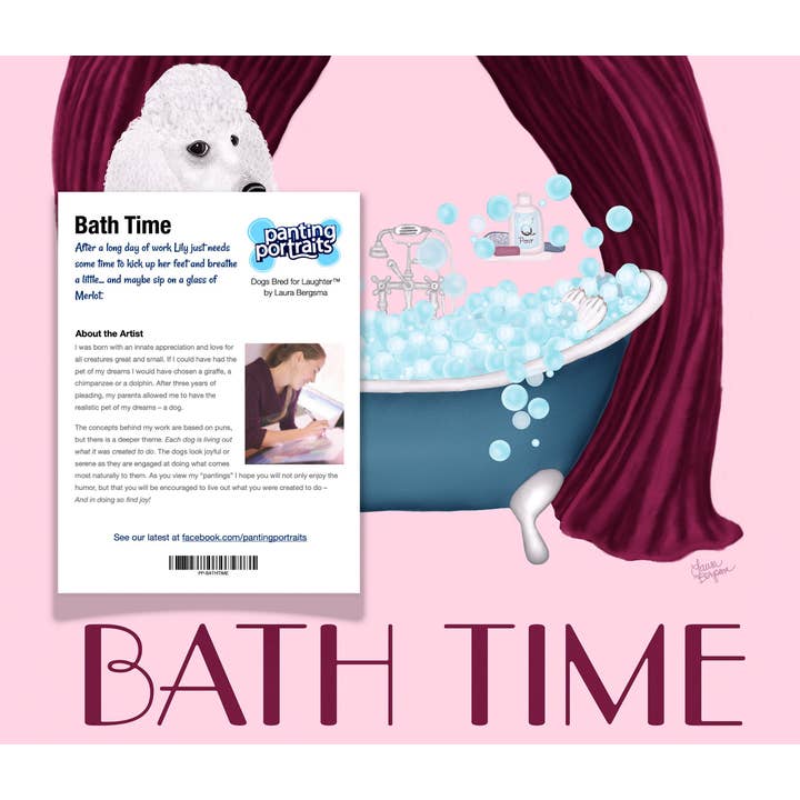 Laura Bergsma Studio - Wholesale Art Print - Poodle Dog Art Print, Bath Time3