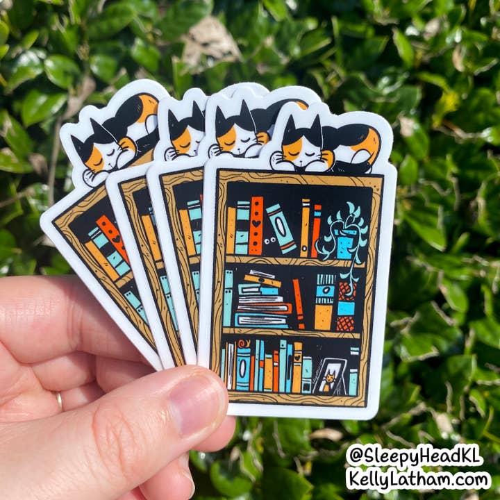 Kelly Latham Art - Wholesale Sticker - Bookshelf - Waterproof Vinyl Sticker - Bookstore Book Lover1