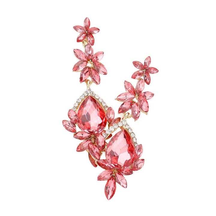 Pearl and Rox - Wholesale Dangle Earrings - Marquise Stone Teardrop Floral Dangle Evening Earrings2