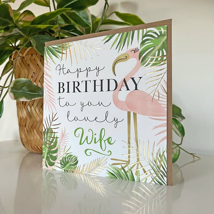 Michelle Fiedler Design – wholesale Födelsedagskort – Flamingo Fru Födelsedag