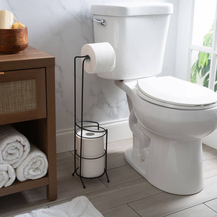 Moda at Home Enterprises, Ltd - Wholesale Toilet Paper Holder - OLSEN TOILET PAPER RESERVE BLACK