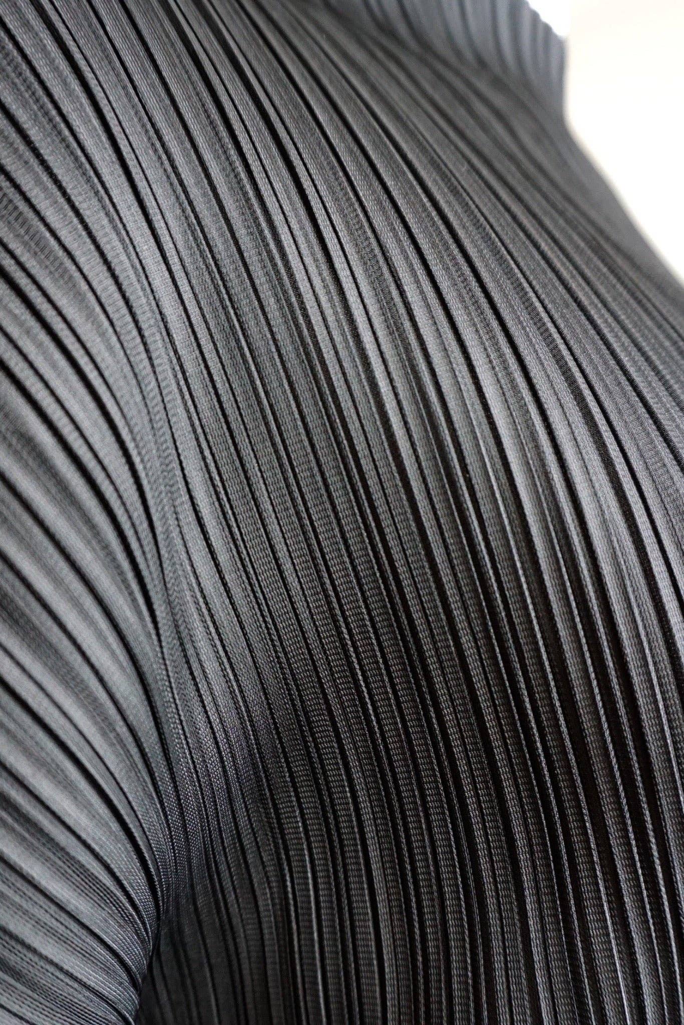 Black Hera Plissé Satin Sculpture Dress for wholesale on Faire7