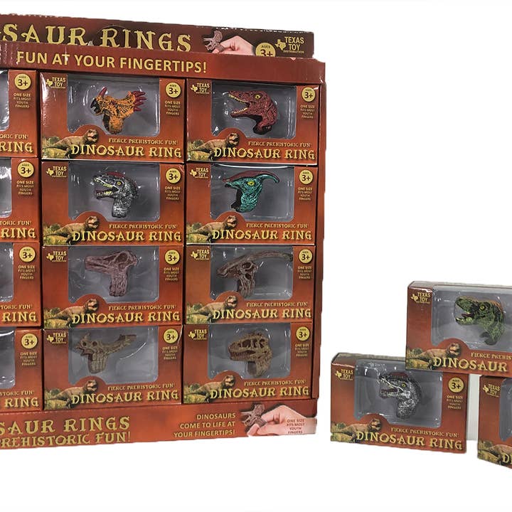 Texas Toy Distribution - Wholesale Retailer Display - Kids & Baby - Dinosaur Ring Display Box, x12 Ring Assortment1
