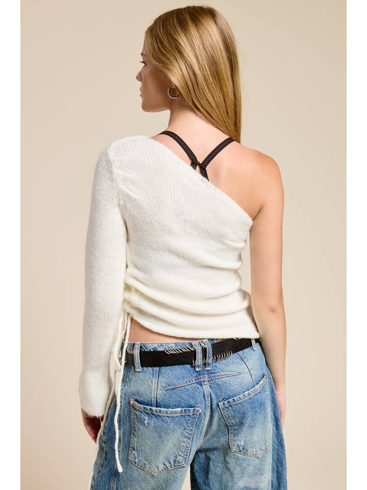 Mimosa - Wholesale Knit Top - Women's - One Shoulder Floral Embellishment Knit Top12