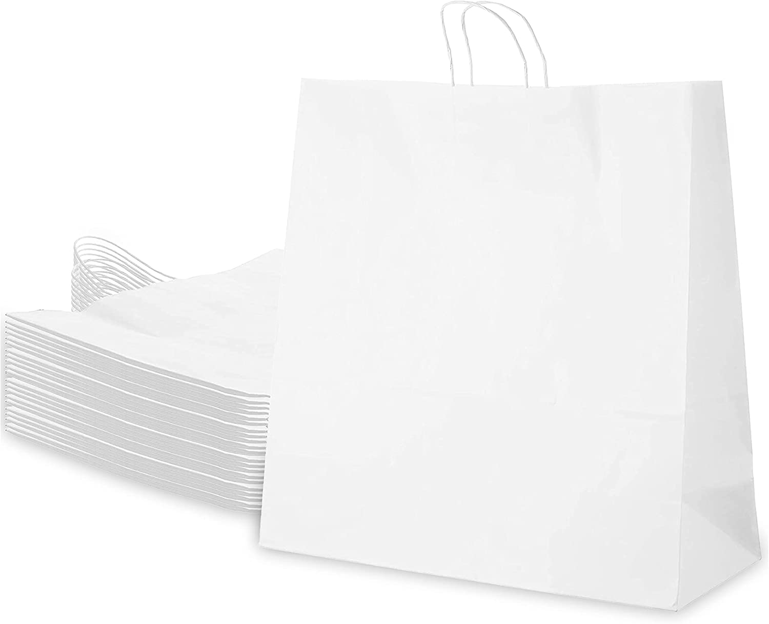 EcoQuality - Vente Pochette cadeau - EcoQuality sacs cadeaux en papier kraft blanc moyen 33x18x43 cm0
