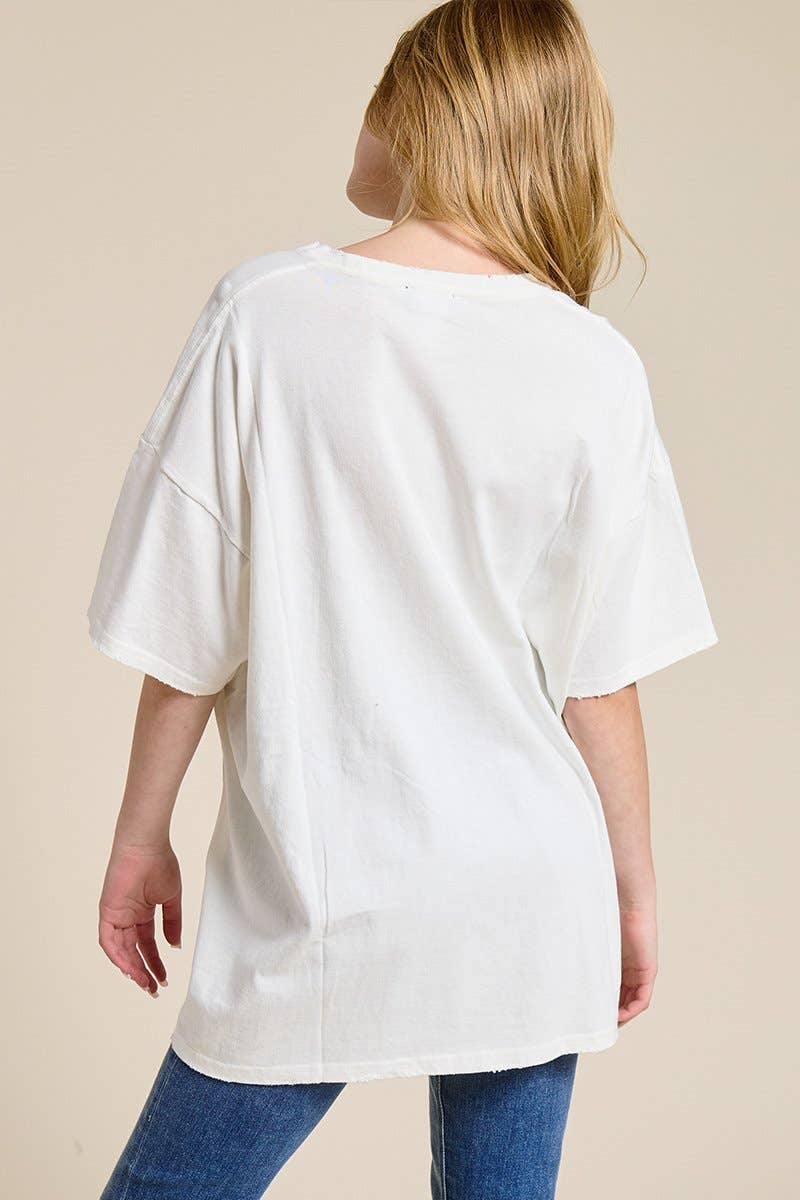 Zutter - Wholesale Screen Printed T-Shirt - Women's - PUFF' Rope Bow Cowgirl Graphic S/S Oversized Seamless Tee3