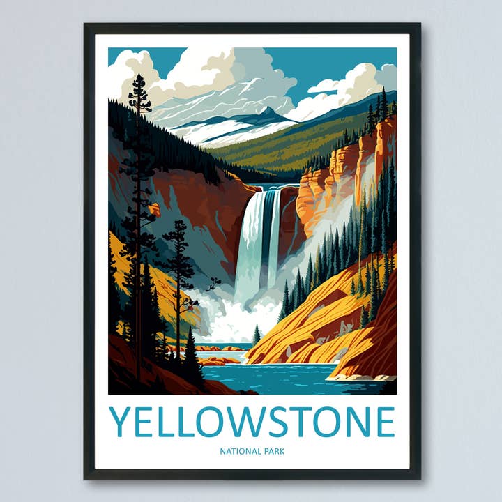 Póster de Viaje de Yellowstone EE. UU. para venta al por mayor de TravelzonaArt