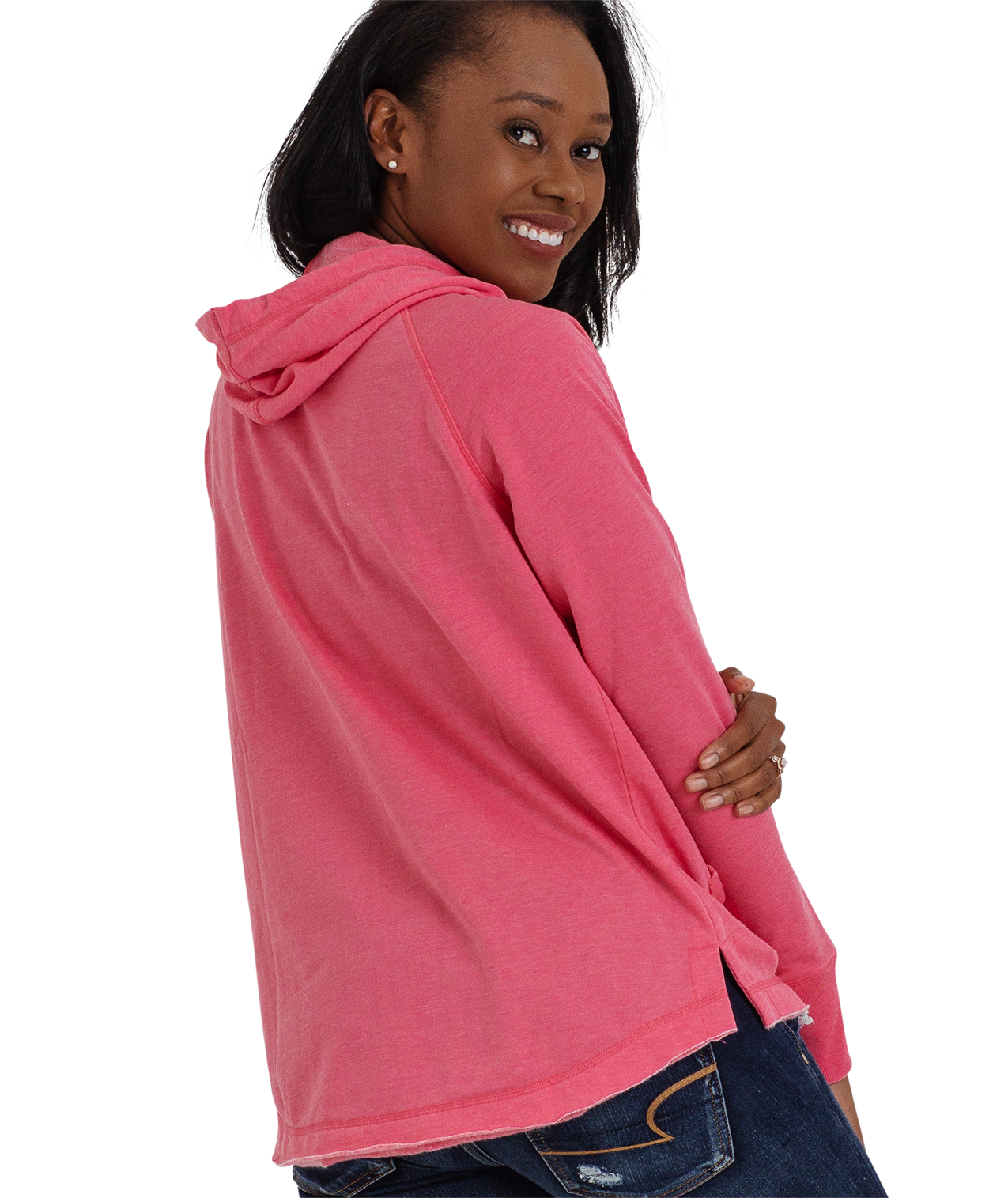 U.S. Apparel – wholesale Hoodie – Women's – Ladies Crossover Hoodie - Drop Back Hem15