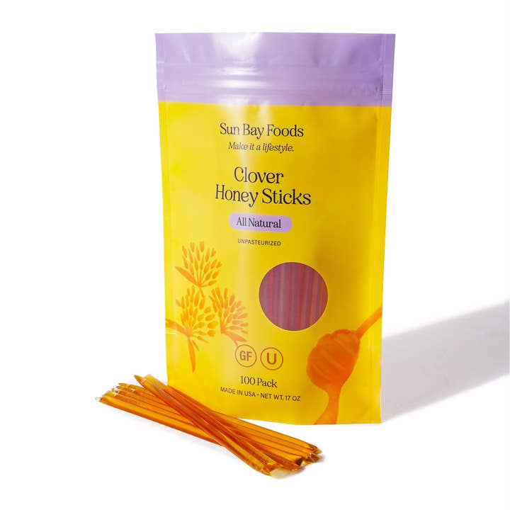 All-Natural Clover Honey Sticks for wholesale by Sun Bay Foods