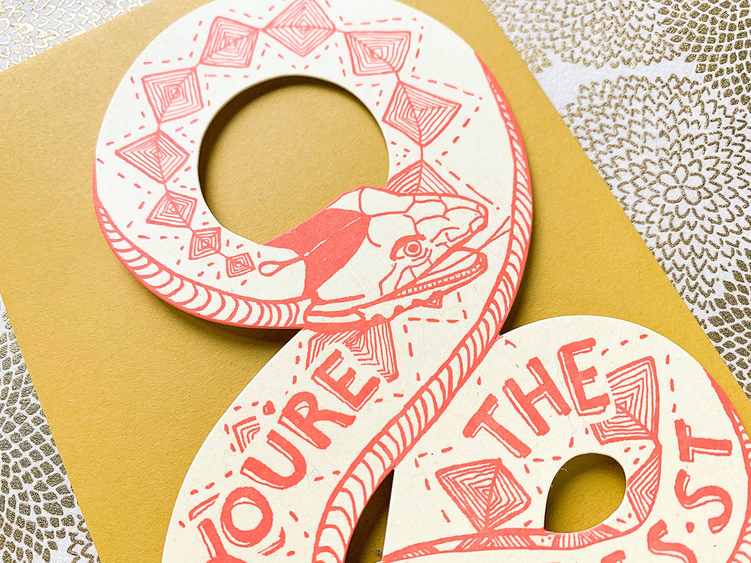 Blackbird Letterpress - Vente Cartes de déclaration d'amour - Carte serpent « You're the best »2