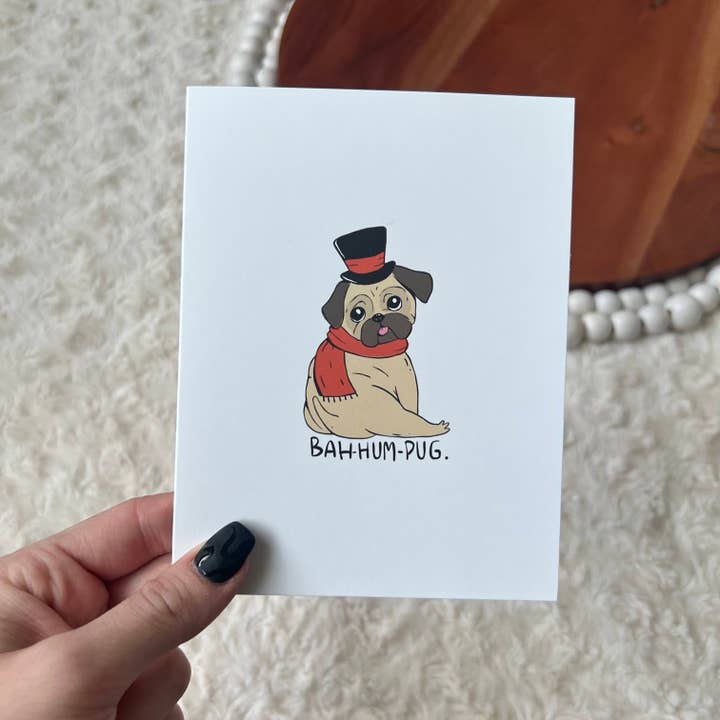 Big Moods - Wholesale Christmas Card - Bah Hum Pug Greeting Card2