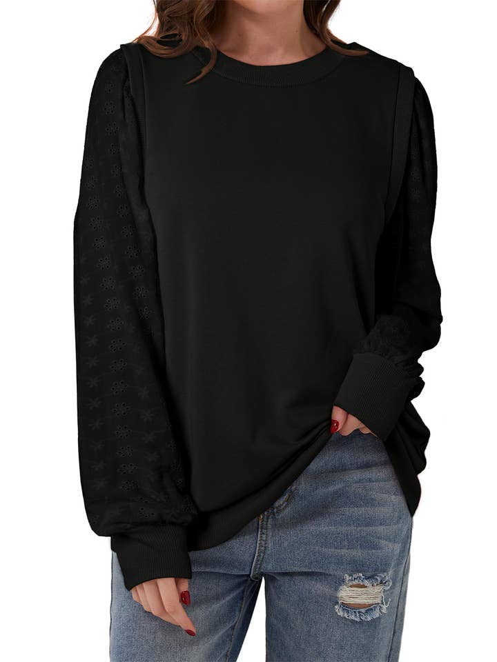 PRETTY BASH – Großhandel Sweatshirt – Damen – Sweatshirt mit Rundhalsausschnitt und Textur