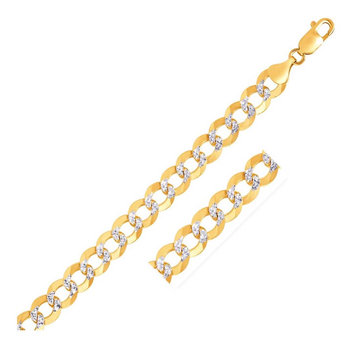 10 mm 14k To-tonet Guld Pave Curb Kæde (9,70 mm) for engroshandel hos RubyAnn Jewelry