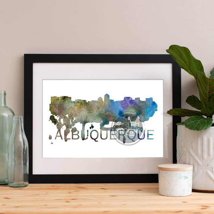 Albuquerque Watercolor Skyline, Albuquerque Skyline, Albuquerque Art, Albuquerque Poster, Albuquerque Print, Albuquerque Art, Albuquerque WCS3 for wholesale by DreamMachine Prints