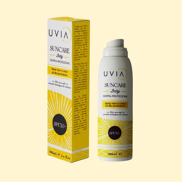 BABY HIGH PROTECTION SUN SPRAY 50+, UVIA SUNCARE for wholesale by UVIA by Planbio Cosmetics Srl