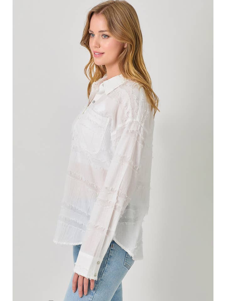 Mystree - Wholesale Button Down Shirt - Women's - 60000 Button Down Textured Gauze Shirt
