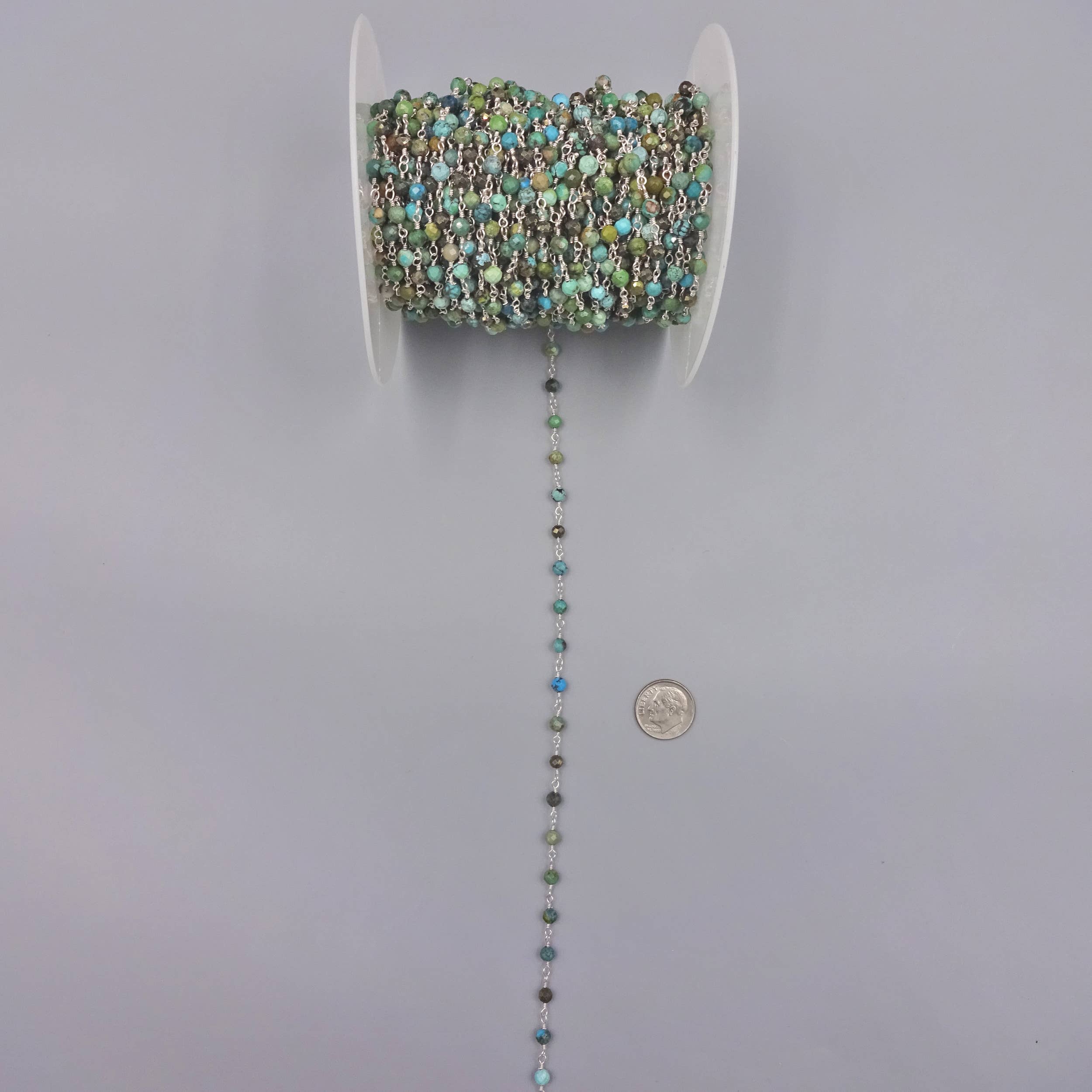 IST Jewelry - Wholesale Beaded/Pearl Necklace - 2Ft. 4MM Faceted African Turquoise & Pyrite Wire-Wrapped1