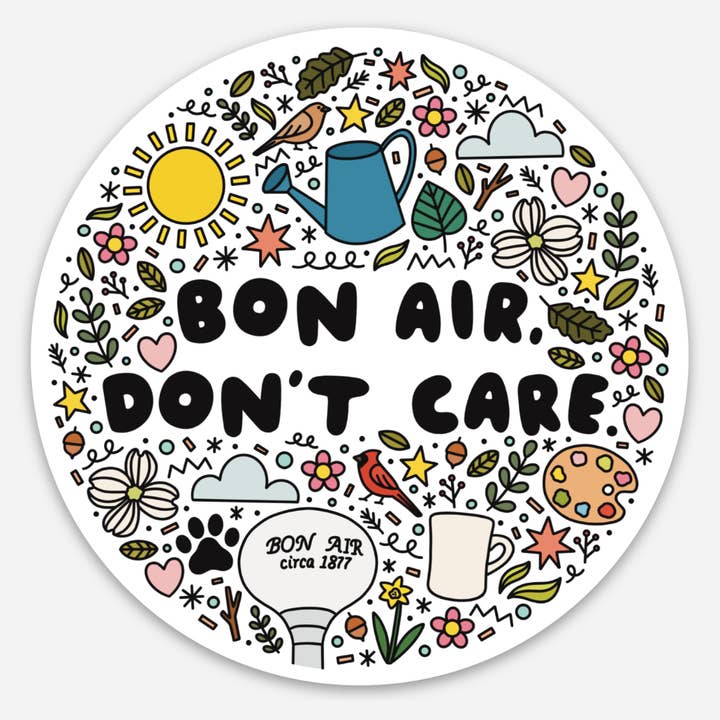 Bon Air, Don't Care Sticker for wholesale by Hayden Ireland Art