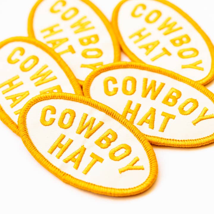 Union Made - Wholesale Patch - Cowboy Hat Embroidered Iron on Patch (Yellow+White)3