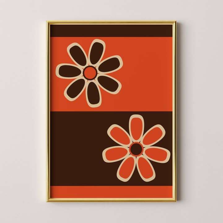 Brown and Orange Flower Print for wholesale by GiGi Thomas Designs