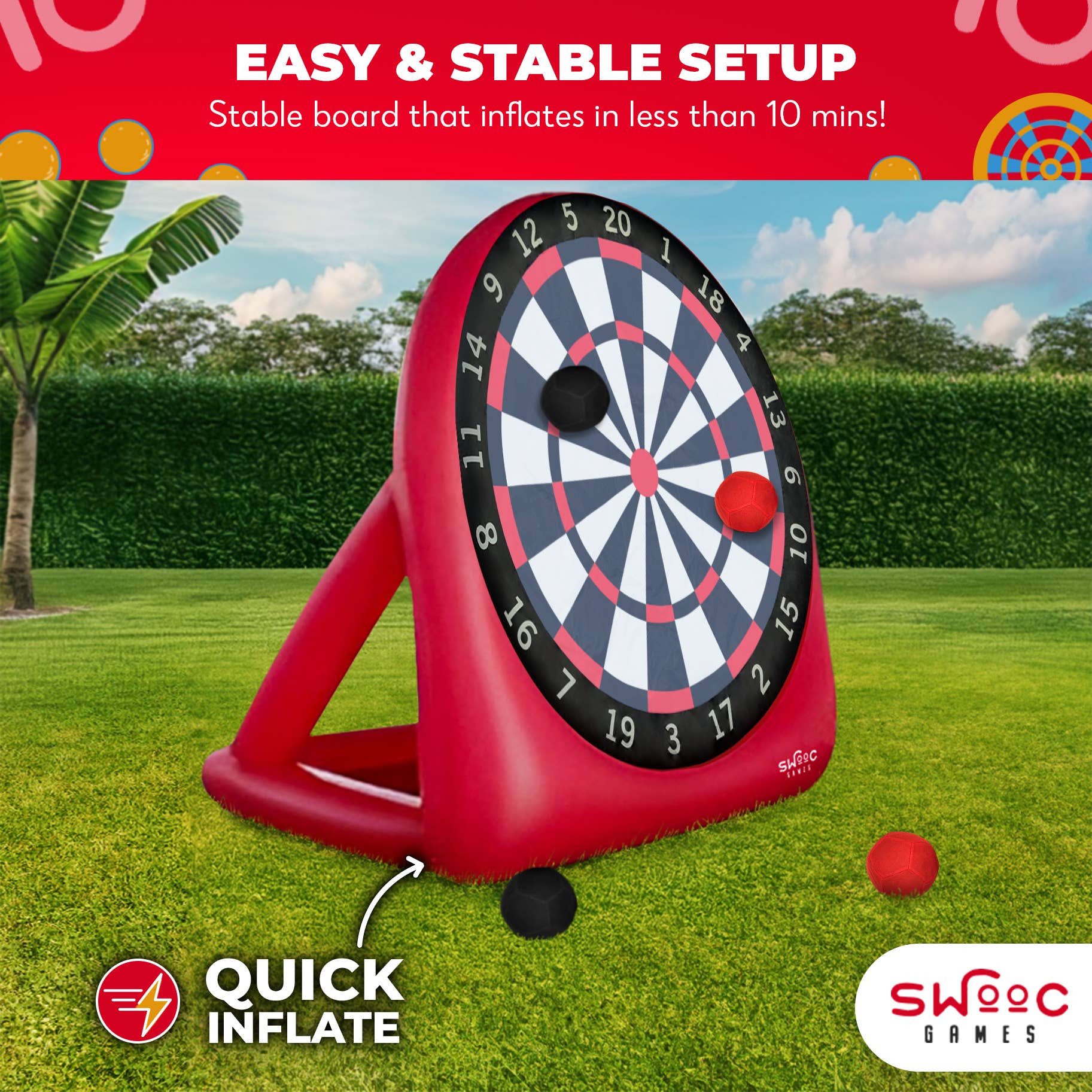 Swooc Games - Vente Jeu gonflable - Jeu de fléchettes Giant Kick3