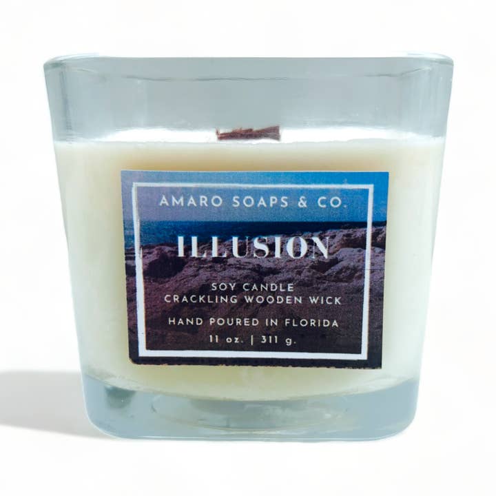 Illusion Wick Soy Candle for wholesale by Amaro Soaps & Co.
