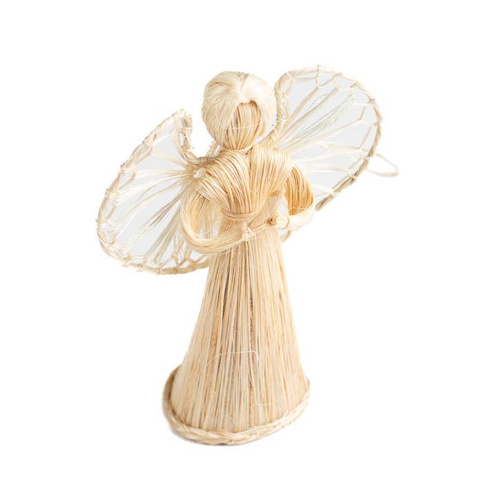 Factory Direct Craft - Wholesale Christmas Decoration - 4" Natural Abaca Straw Cone Angel Doll