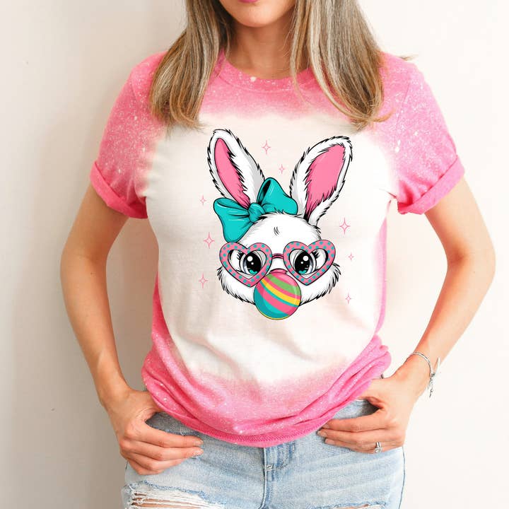 Pastel Bubblegum Bunny Blegede Påske T-shirt for engroshandel hos Hello Gorgeous Apparel