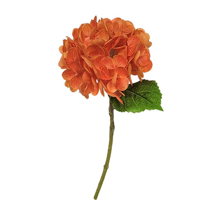 David Christopher's Collection - Wholesale Artificial Flowers - Fresh Touch Hydrangea Stem 18” - Orange