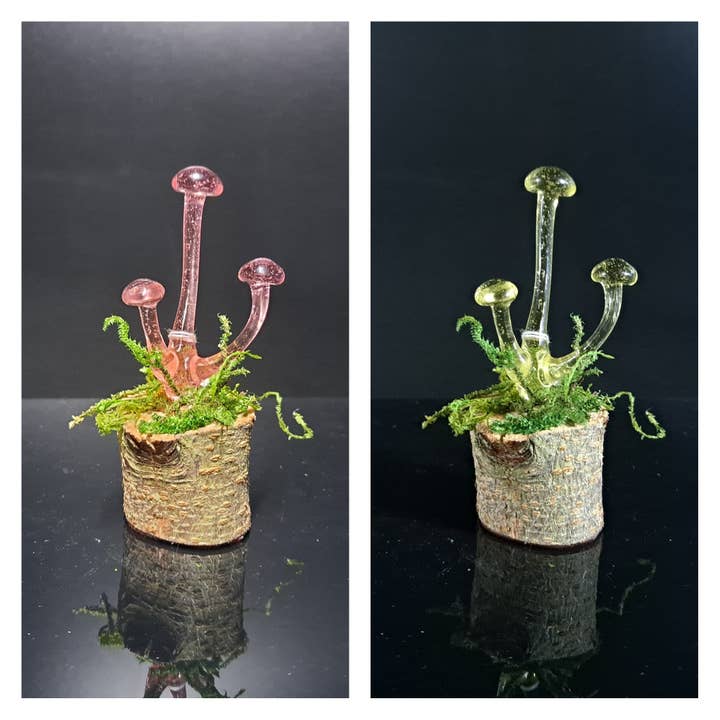 Mushroom Sculpture, Color Changing Mushroom Collection for wholesale by Sunshine Glass Gifts